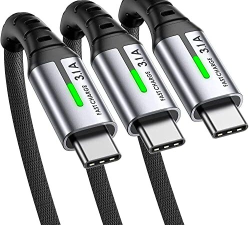 Cavo USB Type-C, INIU Cavo USB A a USB C 3,1A Ricarica Rapida [3Pezzi/0,5+2+2m] Lega Intrecciato in Nylon QC 3,0 Cavo Tipo C per iPad Xiaomi Huawei Samsung S21 Pixel OnePlus Realme Switch ECC.