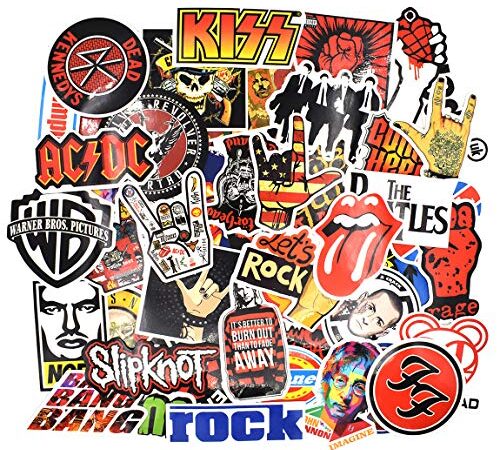 Chileeany 52 Pezzi - Adesivi Valigia, Retro Vintage Stickers per Valigia, Skateboard, Chitarra (Rock Band)