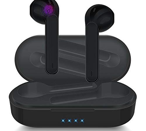 Cuffie Bluetooth Aoslen Auricolari Bluetooth 5.0 Wireless Cuffie senza fili Sportivi Con Stereo Impermeabile IPX6 Accoppiamento Automatico Tocco Intelligente per Huawei Xiaomi Samsung iPhone nero