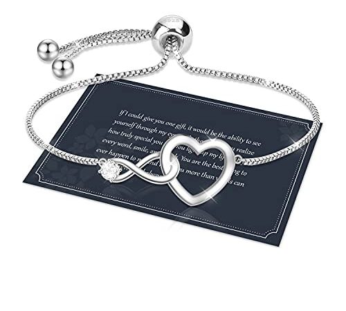 Regalo Donna, Bracciale Donna Argento 925 Bracciale Infinito Cuore Regolabile Bracciale Ragazza Bracciali Argento Infinito Bracciali Donna Regalo Mamma Regalo Amica