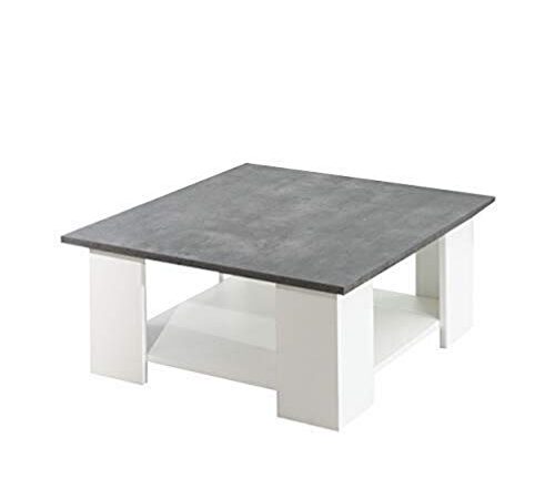 TemaHome Square Tavolino da Salotto, Bianco/Grigio (White & Concrete), 67 x 67 x 30.5 cm
