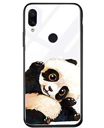 Alsoar Cover Compatibile per Xiaomi Mi 9 SE Cover,Custodia Protettiv in Bianco Vetro Temperato e Nero Silicone con Xiaomi Mi 9 SE,Originale Cover Antiurti Paraurti-Non Diventerà Giallo (Panda-1)