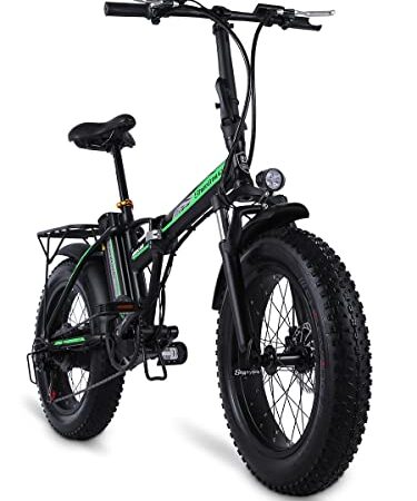 Bici elettrica pieghevole per adulti, Shengmilo MX20, coppia 48V 75N∙M, bici elettrica da passeggio in città bici elettriche con pneumatici grassi 20 * 4.0 (nero) (nero)