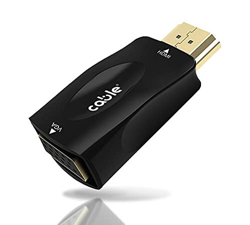 CABLE Adattatore HDMI a VGA, HDMI-VGA Placcato in Oro (da Maschio a Femmina) per Computer, Desktop, Laptop, PC, Monitor, proiettore, HDTV, Chromebook, Raspberry Pi, Roku, Xbox e Altro - Nero