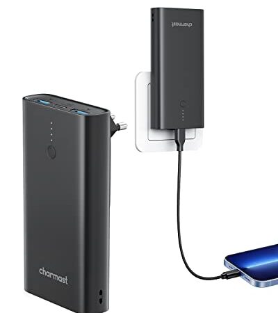 Charmast power bank 10000mAh con la presa elettrica,USB C Caricatore Portatile carica veloce 22.5W QC 3.0 & PD Powerbank con 2 Ingresso & 3 Uscita Compatibile con iPhone Samsung Huawei