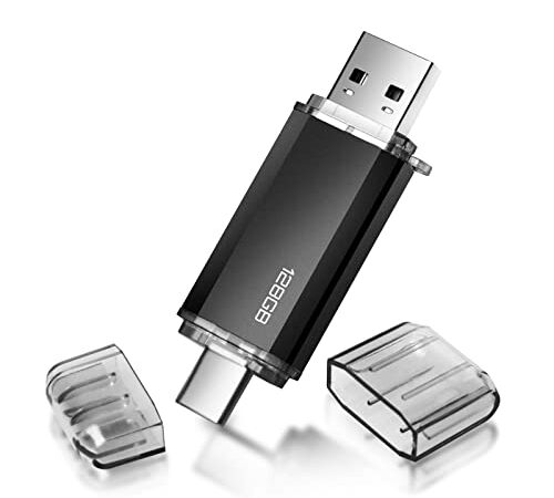 Chiavetta USB C 128 GB, Bifrost Type C Pendrive 128 Giga Mini Penna USB 128 GB 2-in-1 OTG USB C Flash Drive 128GB per PC, Tablet, Laptop, Smartphone con Tipo C, etc (Nero)