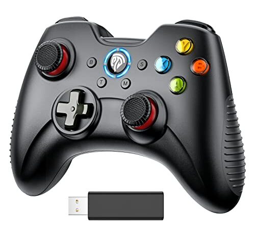 EasySMX Joystick PC Wireless, Controller PC Wireless, 2.4G Trasmissione Stabile, Doppie Vibrazioni ed Alta Sensibilità, Joystick PC per PS3, Steam, Telefono Android, Tablet, Windows XP/10/11, TV