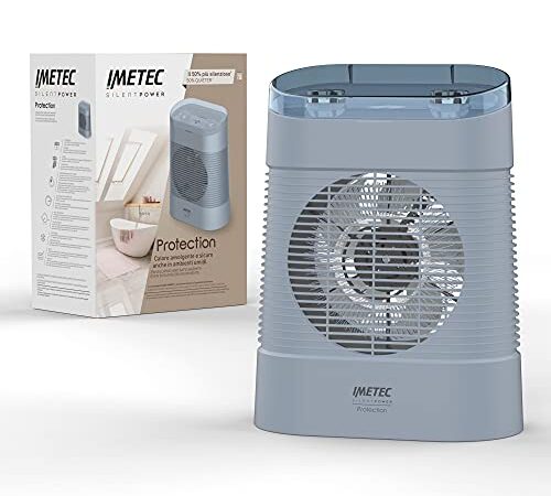 Imetec Silent Power Protection, Termoventilatore silenzioso, 2100 W, Stufetta Elettrica, Timer spegnimento programmabile, temperatura regolabile, 4 funzioni, termostato ambiente, funzione antigelo