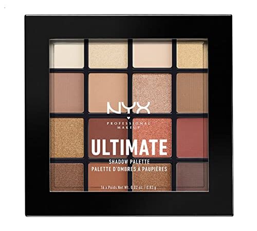 NYX Professional Makeup Palette Ombretti Ultimate Shadow Palette, Pigmenti Pressati, 16 Tonalità, Effetto Opaco, Satinato, Metallico, Warm Neutrals, Confezione da 1