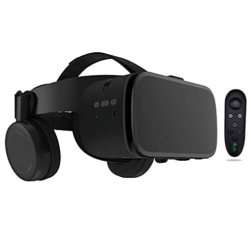 Occhiali VR Bluetooth Cuffie VR per iPhone / telefono Samsung Occhiali 3D per realtà virtuale con telecomando wireless, Occhiali VR per film e giochi compatibili per telefoni Android / iOS (Nero)