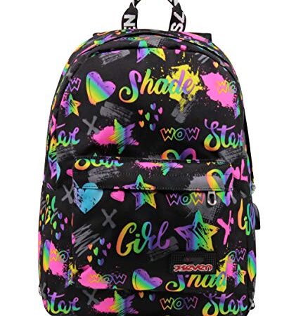 Seven Ischoolpack, Zaino Unisex - Bambini, Nero, Taglia Unica