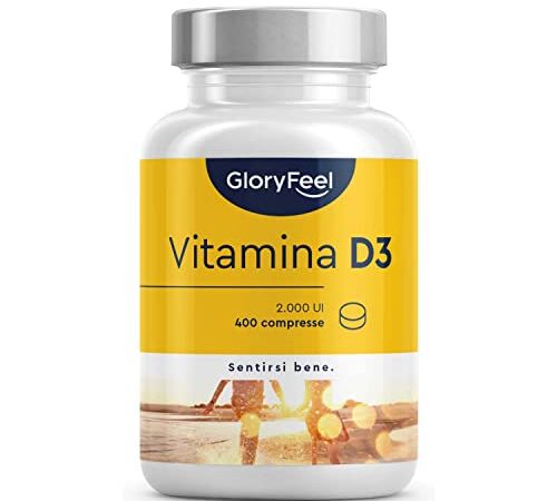 Vitamina D3 2000 UI per Compressa (50 mcg), 400 Compresse (Scorta 1+ Anno), Vit D ad Alto Dosaggio, Integratore Vitamin D3 Colecalciferolo, Supporta Ossa, Denti, Muscoli e Difese Immunitarie