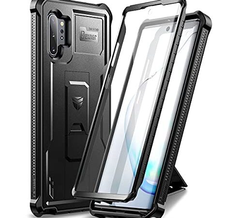 Dexnor Cover per Samsung Galaxy Note 10+ Plus, Custodia con protezione per lo schermo integrata di grado Custodia protettiva resistente agli urti 360 completa con supporto - Nero