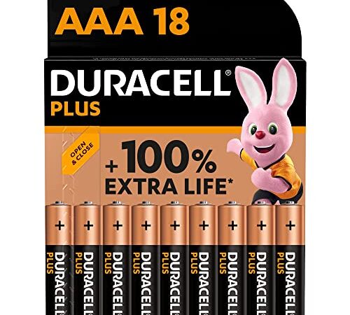 Duracell - Plus AAA, Batterie Ministilo Alcaline, Confezione da 18, 1.5 volt LR03 MN2400