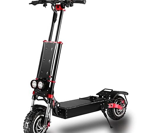 HWWH Scooter Elettrico per Adulti Potente Monopattino Elettrico Fuoristrada Pieghevole Doppio Motore Veloce 2 Ruote Pneumatico Tubeless da 11 pollici Batteria al Litio 60V 38Ah Carico 400 kg