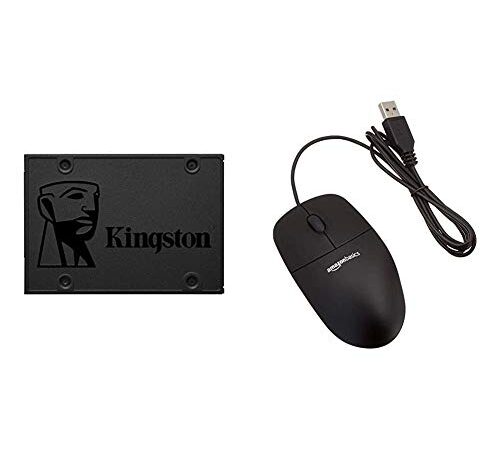 Kingston A400 SSD SA400S37/240G Unità a Stato Solido Interne 2.5" SATA, 240 GB & Amazon Basics Mouse USB, 3 pulsanti