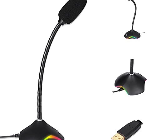 KLIM Rhapsody + Microfono da gaming USB con luce RGB + Novità 2022 + Suono di alta qualità + Ideale per registrazione e dettato vocale, Live, YouTube, Podcast + Compatibile con Windows, Mac, PS5, PS4