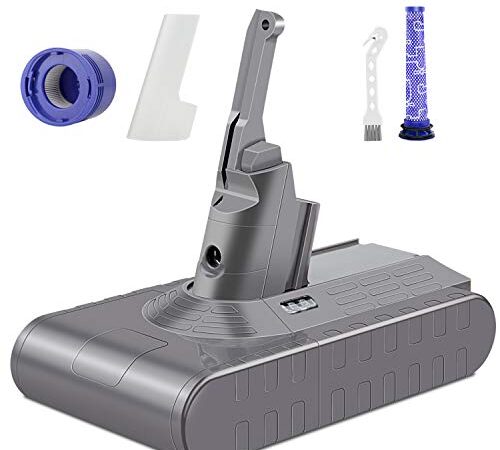 LabTEC V8 Batteria 21,6 V 4500 mAh Sostituzione per Dyson V8 Absolute, V8Fluffy, V8 Animal Cordless Aspirapolvere Batteria con 2 filtri confezioni+spazzola di pulizia