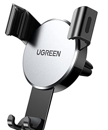 UGREEN Porta Cellulare da Auto Gravità in Alluminio, Supporto Cellulare Auto Bocchette d'Aria, Porta Telefono Auto per iPhone 14/14Pro/13/12/Mini/Pro Max/11, Galaxy S22/S21/S10, Huawei P40, Grigio