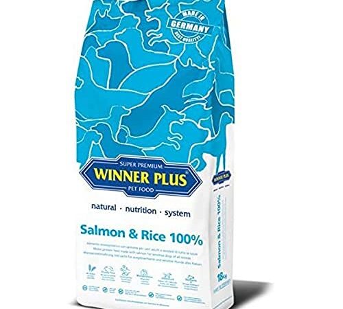 WINNER PLUS Salmon & Rice 100% 18 kg - Alimento monoproteico con salmone per cani adulti e sensibili di tutte le razze