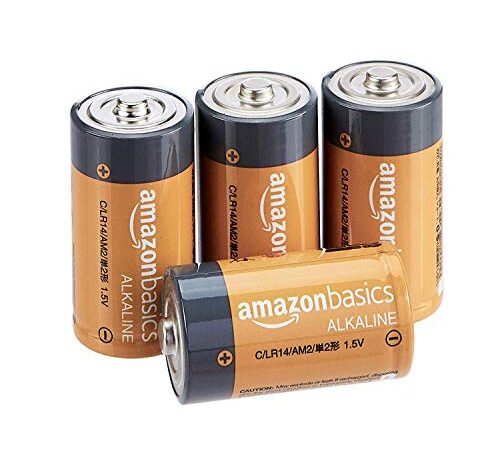 Amazon Basics - Batterie alcaline mezza torcia, 1.5 volt, per uso quotidiano, confezione da 4 (l’aspetto potrebbe variare dall’immagine)