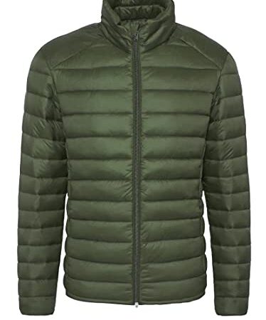 Evoga Giubbotto Piumino Uomo Biker 100 Grammi Autunno Inverno Casual Impermeabile (L, Verde)