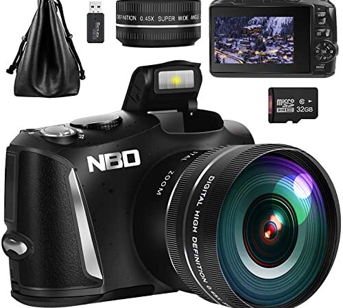 Fotocamere 4K per Fotografia, Fotocamera Digitale da 48 MP con Scheda SD da 32 GB, Fotocamera Vlogging con Zoom Digitale 16X per YouTube con Obiettivo Macro Grandangolare ， Videocamera