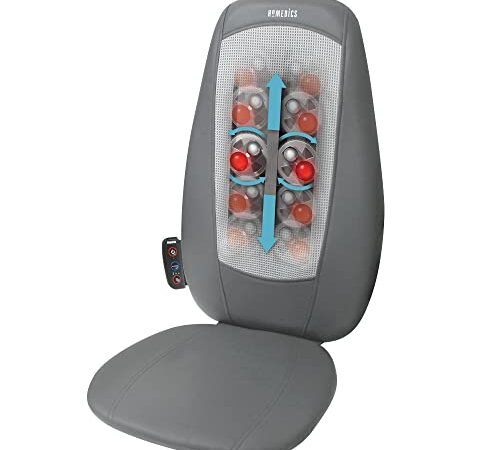 HoMedics Sedile Massaggiante Shiatsu, Massaggiatore Schiena, Spalle e Zona Lombare, Poltrona Massaggiante Regolabile per Massaggio Personalizzato Antistress, Telecomando Integrato, Funzione Calore