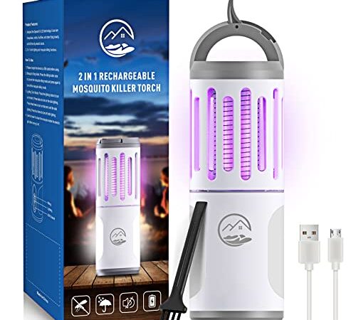 Lampada Antizanzare Elettrica Da Esterno, Mosiller 3 in 1 Zanzariera Elettrica con Luce UV, USB e Lampada per Zanzare, Ddatta per Casa, Cortile, Campeggio, Escursionismo, Insetti, Zanzare, Falene