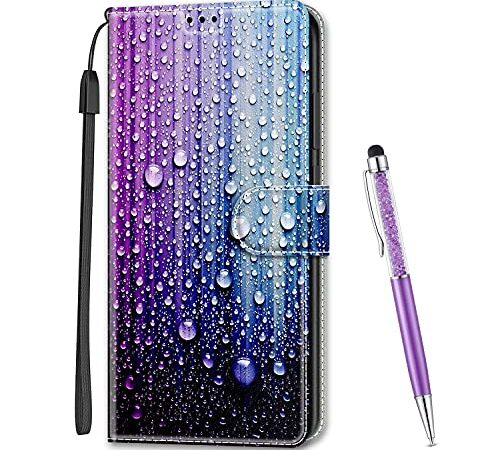 MadBee Custodia Compatibile con Samsung Galaxy A7 2018 / A750, Portafoglio Creativo Colorato Libro Pelle PU Flip Caso Magnetica Supporto Cover per Samsung Galaxy A7 2018 / A750 (Goccia d'Acqua A)