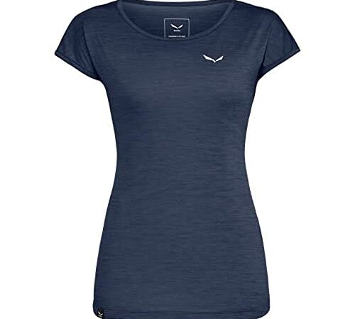 SALEWA Donna PUEZ Melange Dry W S/S Tee T-Shirt, Navy Blazer Melange, 44/38