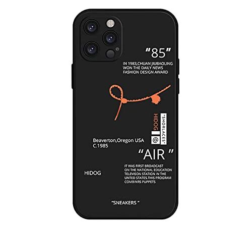 Sevenstar Custodia per telefono creativa con disegno di disegni, Ins Off Sports White Label Pattern antiurto in silicone morbido per iPhone 12, nero