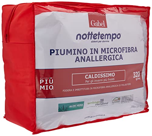 Gabel Nottetempo Piumino Matrimoniale Microfibra Caldissimo, 320 gr/mq, Poliestere, Bianco, 205x250x2 cm