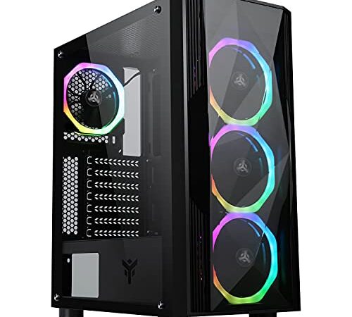 Itek Shake Evo - Case PC Gaming Middle Tower ATX, Ventole 4x12cm ARGB, 2 Porte USB 2.0, 1 Porta USB 3.2, Pannello Laterale in Vetro temperato, Nero