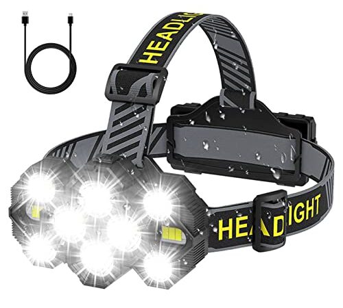 Torcia Frontale LED - 22000 Lumen Lampada Frontale LED Ricaricabile Super Luminosi 10 LED Fari a 10 Modalità Vivavoce Per Campeggio Pesca Escursioni In Bicicletta Escursionismo Impermeabile