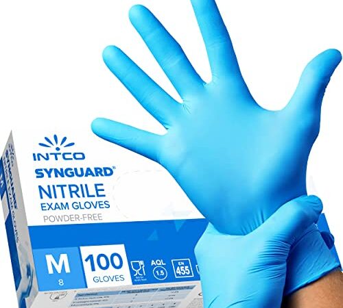 intco medical 100 guanti in Nitrile M senza polvere, senza lattice, ipoallergenici, certificati CE conforme alla norma EN455 guanti per alimenti guanti medici monouso