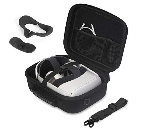 JSVER Custodia per Oculus Quest 2/Oculus Quest, Travel Case for Oculus Quest 2 e Elit Strap VR Controller Eva Protettivo Borsa Caso per Virtual Reality Headset 3D Glasses con Accessori, Nero