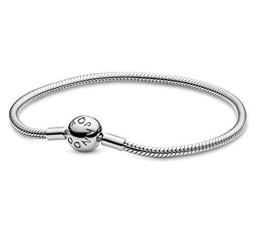 Pandora Bracciale da donna con chiusura a sfera, liscio, in argento 925, argento, colore: argento, cod. 590728, 16 cm