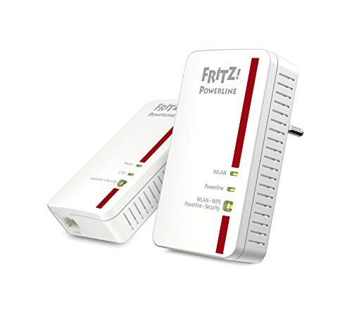 AVM FRITZ!Powerline 1240E WLAN Set Edition International, Kit extender per rete elettrica fino a 1.200 Mbit/s, Wi-Fi integrato fino a 300 Mbit/s, Mesh, Access Point, Interfaccia in italiano