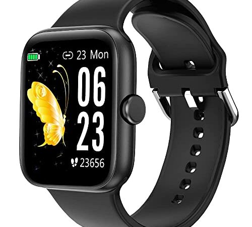 Holabuy Smartwatch, Orologio Fitness Uomo Donna 1,54'' Full Touch Contapassi Cardiofrequenzimetro Sportivo Fitness Tracker Impermeabil IP68 Cronometro Notifiche Messaggi per Android iOS