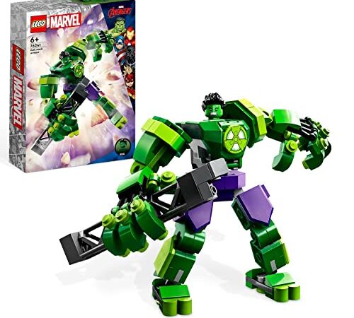 LEGO 76241 Marvel Armatura Mech Hulk, Set Action Figure Supereroe Avengers, Modellino da Costruire, Giochi per Bambini e Bambine dai 6 Anni, Idea Regalo