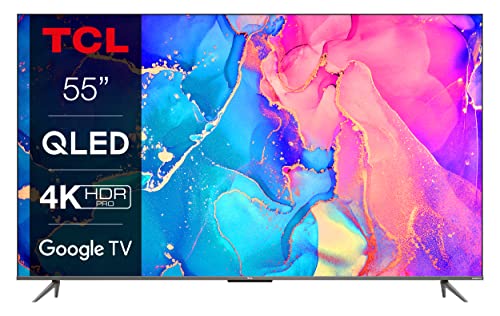 TCL 55C639, TV 55” QLED, 4K Ultra HD HDR, Google TV, Dolby Vision & Atmos, sistema audio Onkyo, controllo vocale Hands-Free, compatibile con Assistente Google & Alexa