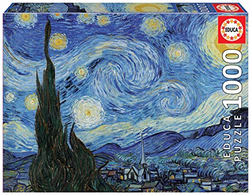 Educa - Adult 1000 La notte stellata, Vincent van Gogh Puzzle 1000 cartone | Puzzle 19263. | Educa - Genuini Puzzle per Adulti e Giovani Amanti del Puzzle