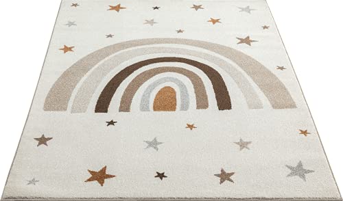 the carpet Beat Kids - Tappeto moderno per bambini, morbido, morbido, facile da pulire, con motivo arcobaleno, 120 x 170 cm