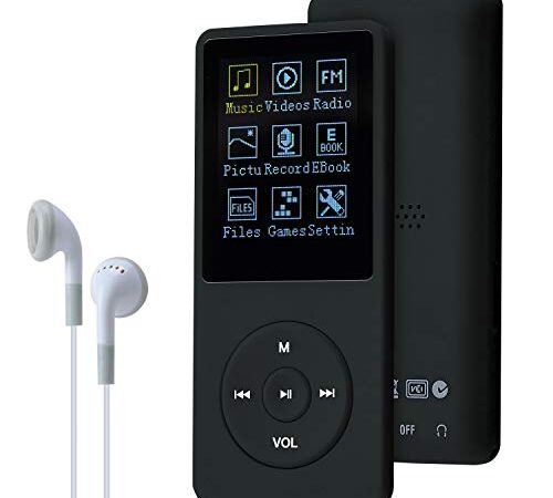 COVVY Slim Music Player 8GB portatile Lossless Sound 70 ore di schermo MP3 supporta fino a 64 GB (Nero)