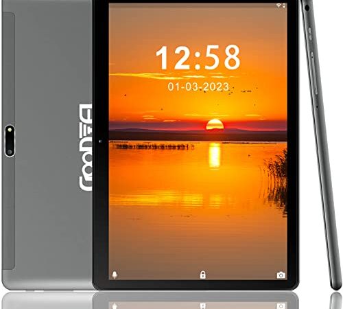 GOODTEL Tablet 10 Pollici 4GB RAM 64GB ROM WiFi + Doppia SIM Android 10 Tablets WiFi | IPS | Bluetooth | MicroSD 4-128 GB, Grigio