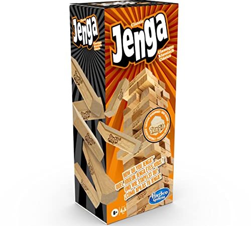 Hasbro Gaming Jenga Classic, children's game that promotes the speed of reaction, from 6 years