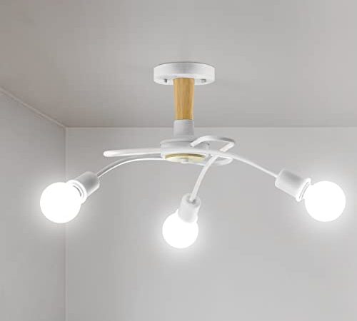 JINER Lampada da Soffitto, E27 Plafoniera Industriale, Lampadario Cucina Moderna per Soggiorno Nessun Montaggio White