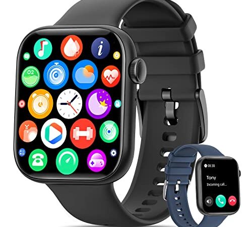 KIQULOV Smartwatch Uomo Chiamate Bluetooth, 1.8" Orologio Smartwatch con 120+ Modalità Sport, Monitoraggio Frequenza Cardiaca, SpO2, Sonno, Smartwatch Donna e Uomo per Android iOS