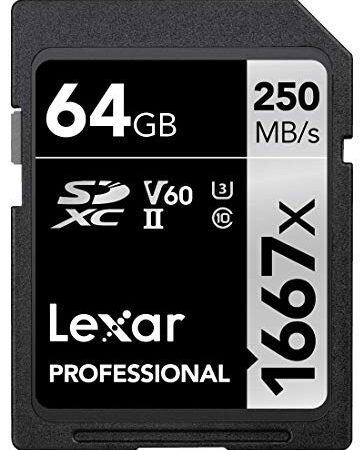 Lexar Professional 1667x Scheda SD 64 GB, Scheda di memoria SDXC UHS-II, Fino a 250 MB/s di lettura, per Fotografi Professionisti, Videografi, Appassionati (LSD64GCB1667)